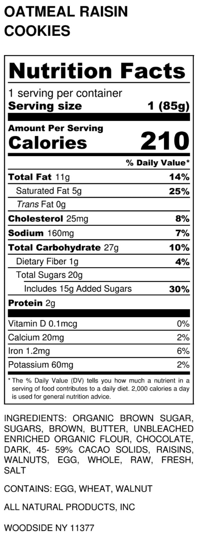 1 Big Oatmeal Raisin Cookie - #shop_#cookiesDavidovich Bakery