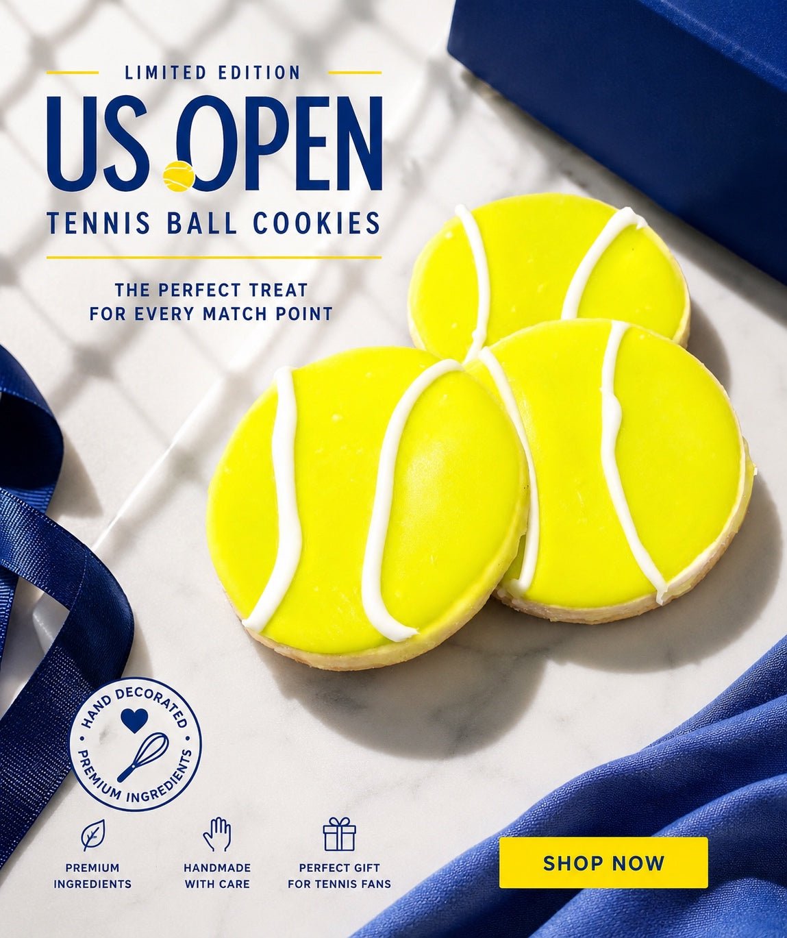 US Open Tennis Ball Cookies (3 Pack) - shop_cookiesDavidovich Bakery